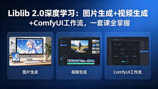 Liblib 2.0深度学习：图片生成+视频生成+ComfyUI工作流，一套课全掌握-huitchan网创