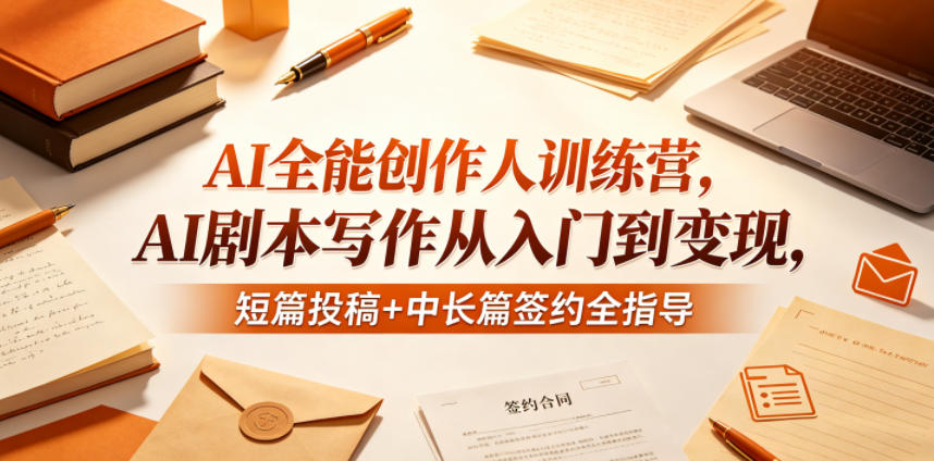 AI全能创作人训练营，AI剧本写作从入门到变现，短篇投稿+中长篇签约全指导-huitchan网创