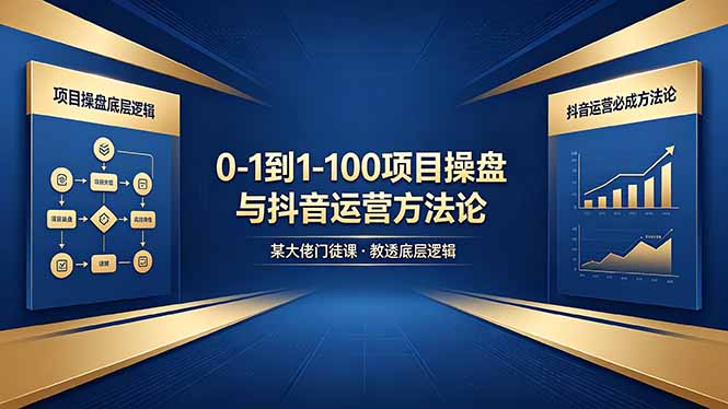 0-1到1-100怎么建？某大佬门徒课教透项目操盘底层逻辑+抖音运营必成方法论-huitchan网创