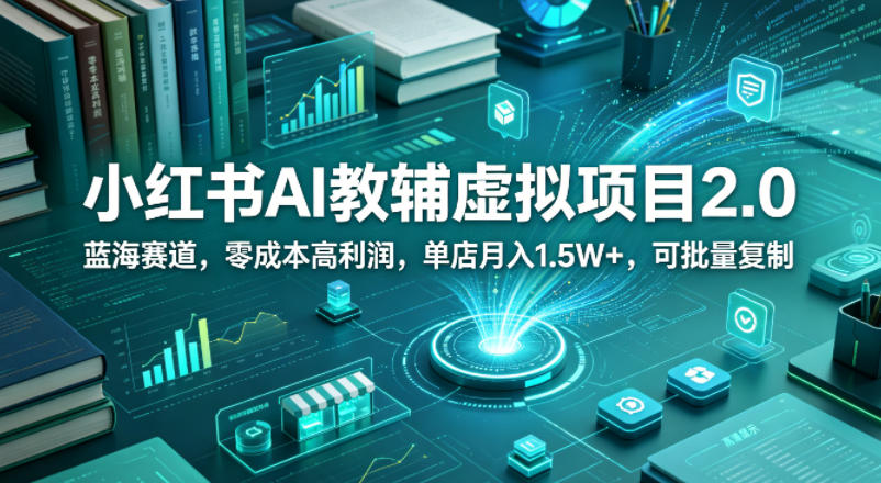 小红书AI教辅虚拟项目2.0，蓝海赛道，零成本高利润，单店月入1.5W+，可批量复制-huitchan网创