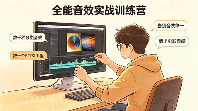 全能音效实战训练营：数千种分类音效+数十个FCPX工程，告别音效单一，剪出电影质感-huitchan网创