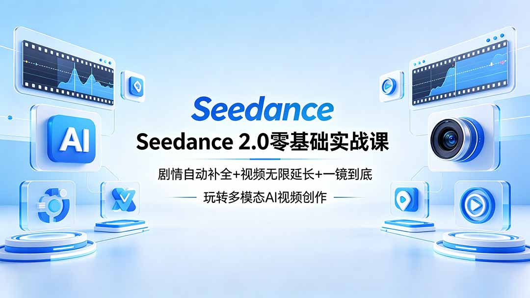 Seedance 2.0零基础实战课：剧情自动补全+视频无限延长+一镜到底：玩转多模态AI视频创作-huitchan网创