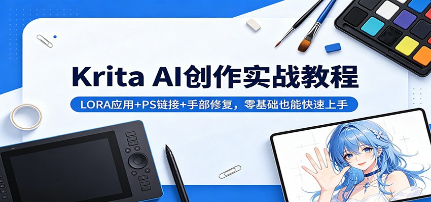 Krita AI创作实战教程：LORA应用+PS链接+手部修复，零基础也能快速上手-huitchan网创