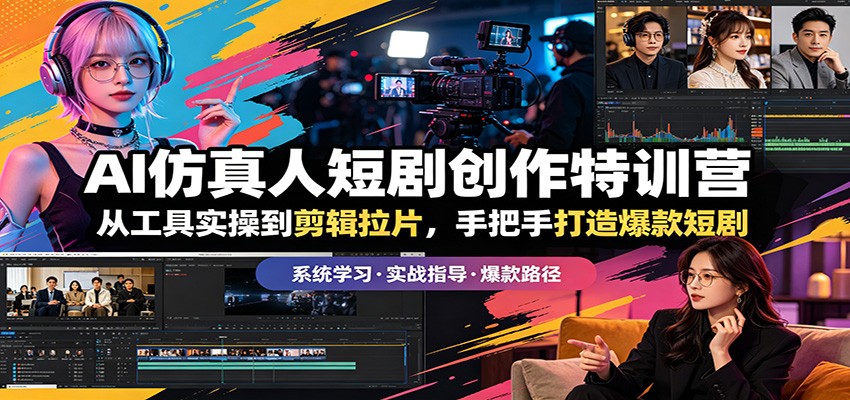 AI仿真人短剧创作特训营：从工具实操到剪辑拉片，手把手打造爆款短剧-huitchan网创