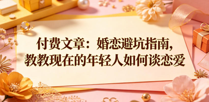 付费文章：婚恋避坑指南，教教现在的年轻人如何谈恋爱-huitchan网创
