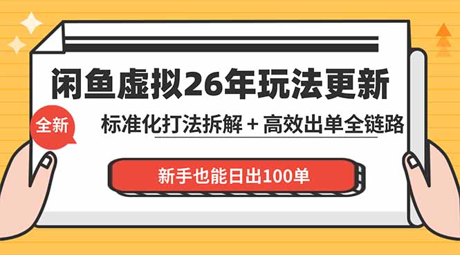 闲鱼虚拟从0到1系统化运营课程：标准化打法拆解 + 高效出单全链路教学，新手也能日出100单-huitchan网创