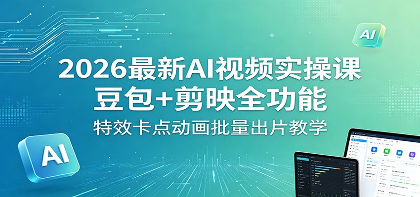 2026最新AI视频实操课：豆包+剪映全功能，特效卡点动画批量出片教学-huitchan网创