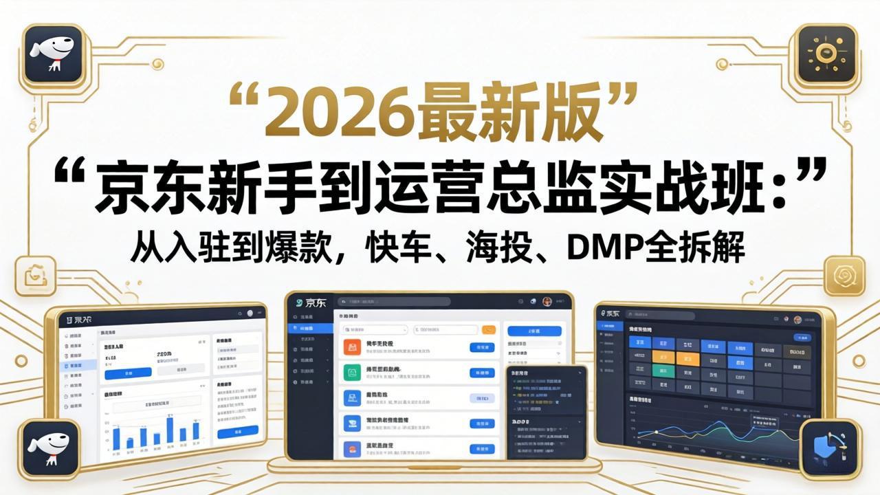 京东新手到运营总监实战班：从入驻到爆款，快车、海投、DMP全拆解，2026最新版-huitchan网创