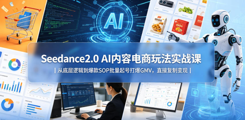 Seedance2.0 AI内容电商玩法实战课｜从底层逻辑到爆款SOP批量起号打爆GMV，直接复制变现-huitchan网创