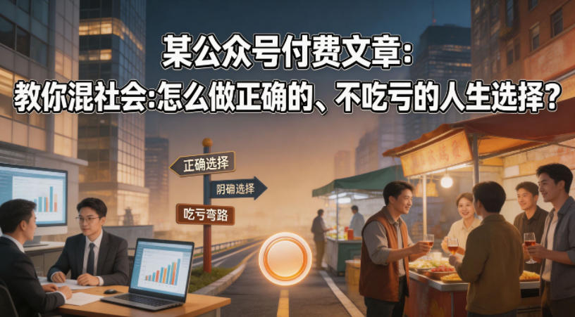 某公众号付费文章：教你混社会：怎么做正确的、不吃亏的人生选择？-huitchan网创