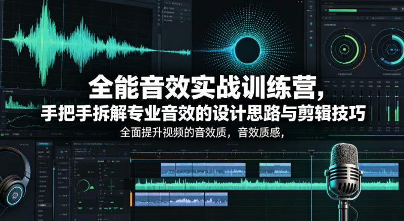 全能音效实战训练营，手把手拆解专业音效的设计思路与剪辑技巧，全面提升视频的音效质感-huitchan网创