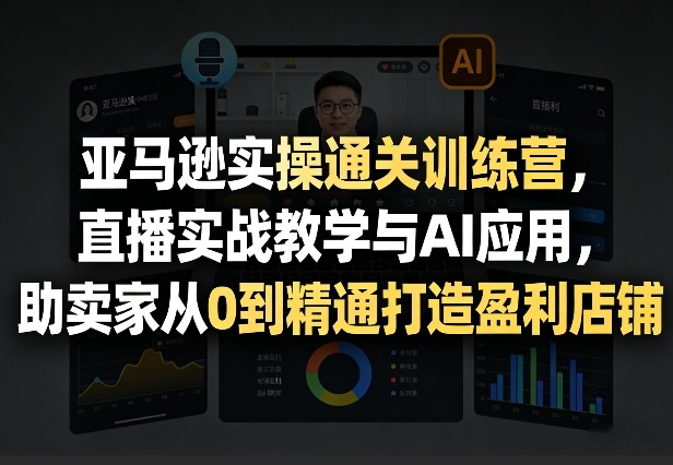 亚马逊实操通关训练营，直播实战教学与AI应用，助卖家从0到精通打造盈利店铺(更新5月8日)-huitchan网创