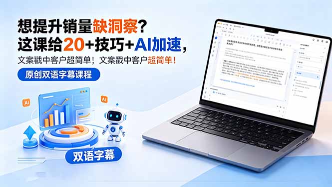 想提升销量缺洞察？这课给 20 + 技巧 + AI 加速，文案戳中客户超简单！【原创双语字幕】-huitchan网创