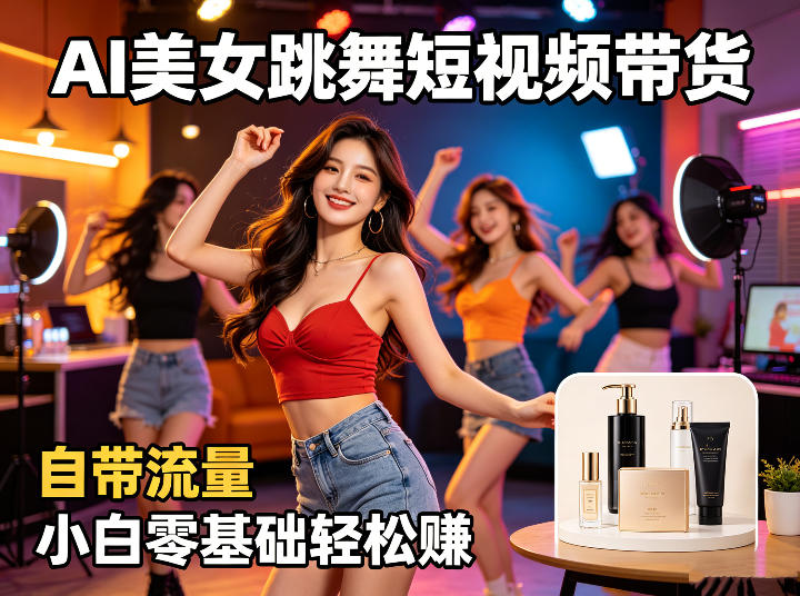 AI美女跳舞短视频带货：自带流量，小白零基础轻松賺，详细拆解-huitchan网创