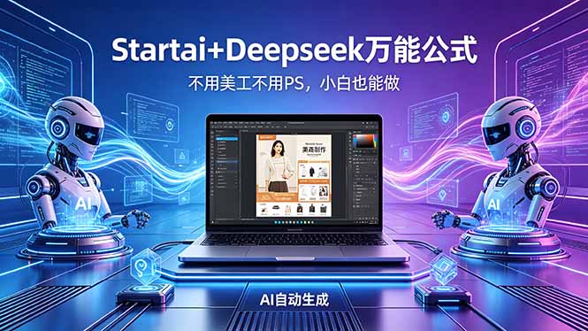 AI自动做电商详情页：Startai+Deepseek万能公式，不用美工不用PS，小白也能做-huitchan网创