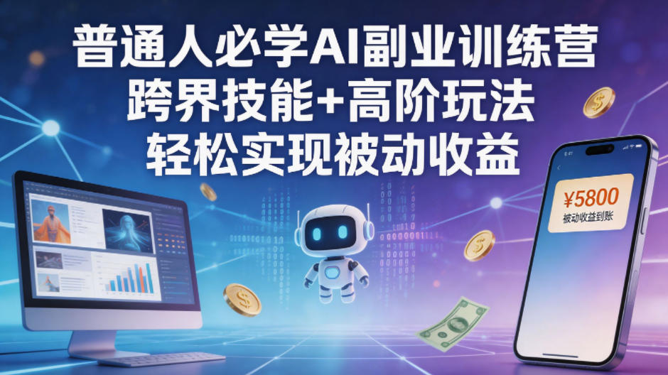 普通人必学AI副业训练营跨界技能+高阶玩法轻松实现被动收益-huitchan网创