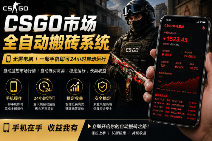 24小时自动监控CS饰品市场，手机即可完成全部操作实现自动搬砖盈利，日入300+【揭秘】-huitchan网创