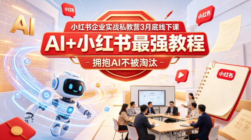 小红书企业实战私教营3月底线下课，AI+小红书最强教程，拥抱AI不被淘汰-huitchan网创