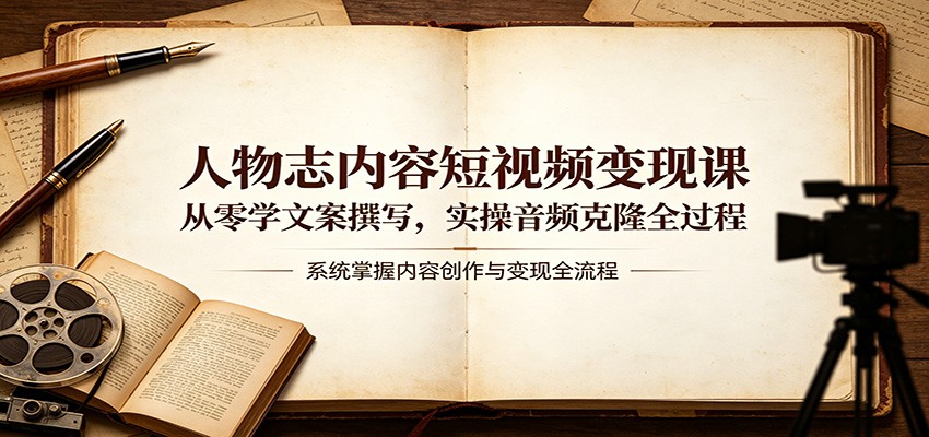 人物志内容短视频变现课：从零学文案撰写，实操音频克隆全过程-huitchan网创