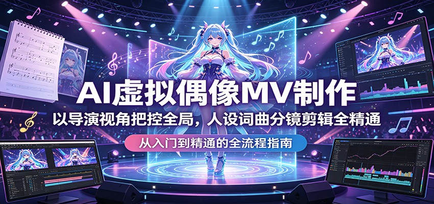 AI虚拟偶像MV制作：以导演视角把控全局，人设词曲分镜剪辑全精通-huitchan网创