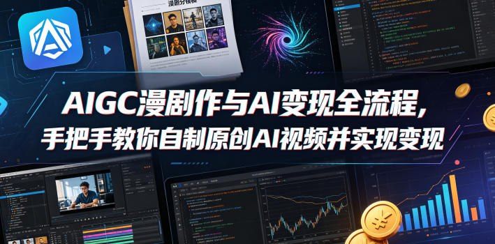 AIGC漫剧创作与AI变现全流程，手把手教你自制原创AI视频并实现变现-huitchan网创