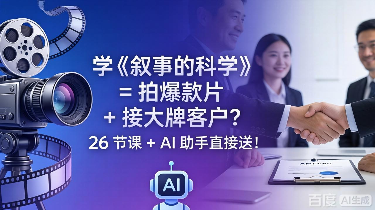 学《叙事的科学》= 拍爆款片 + 接大牌客户？26 节课 + AI 助手直接送！-huitchan网创