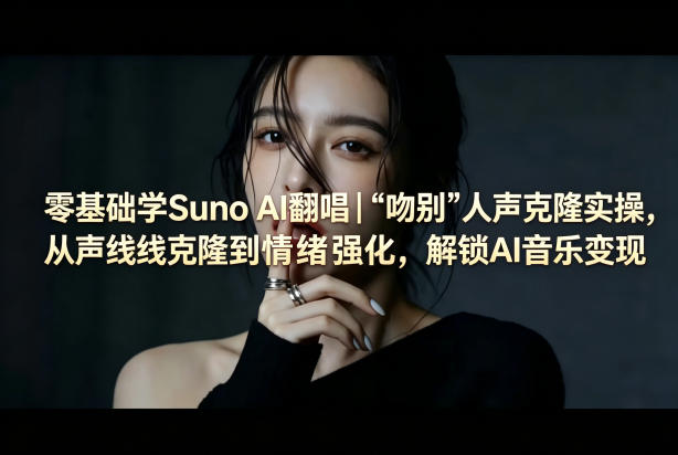 零基础学Suno AI翻唱｜《吻别》人声克隆实操，从声线克隆到情绪强化，解锁AI音乐变现-huitchan网创