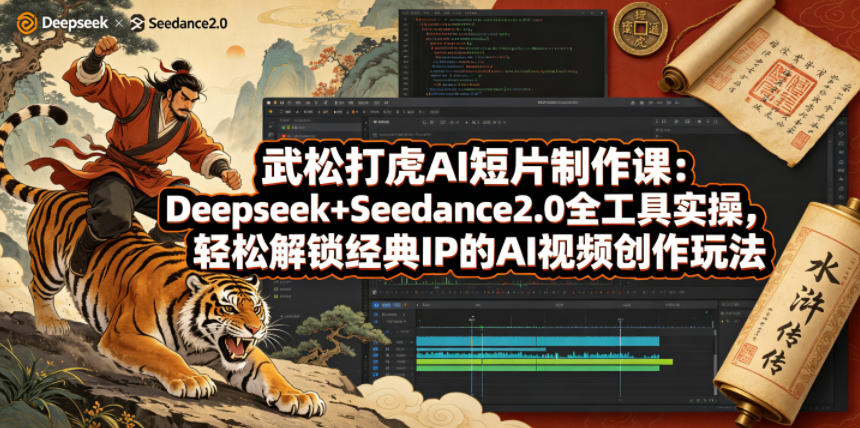 武松打虎AI短片制作课：Deepseek+Seedance2.0全工具实操，轻松解锁经典IP的AI视频创作玩法-huitchan网创
