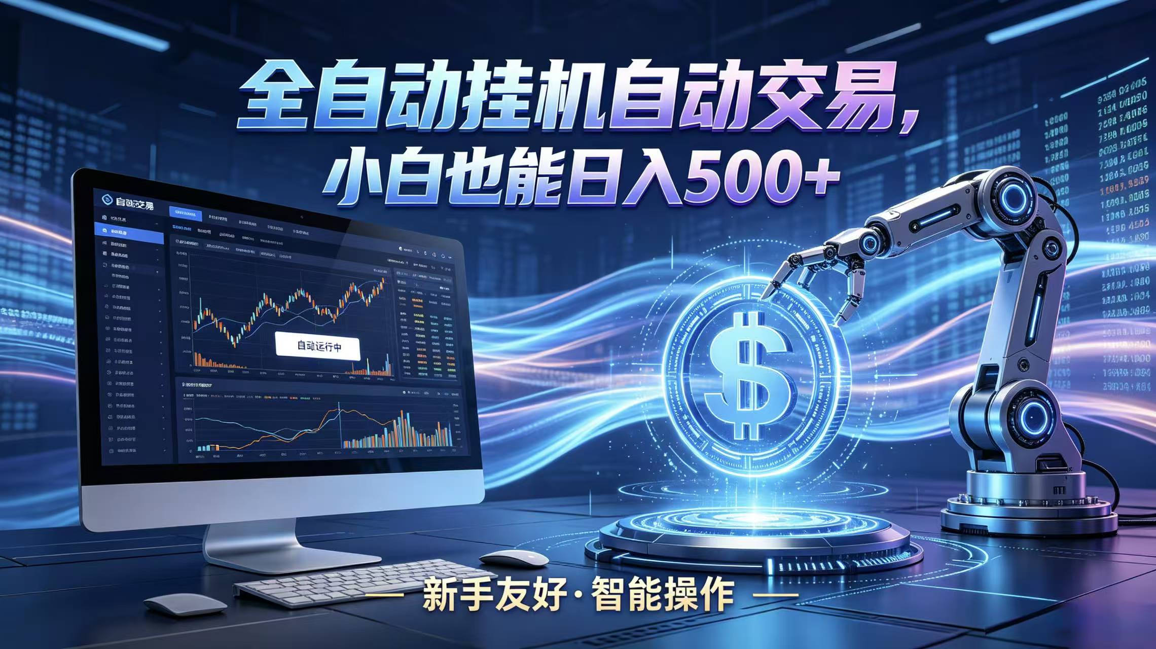 全新智能化交易助手，傻瓜式操作，小白也能快速上手，轻松实现日入500+-huitchan网创