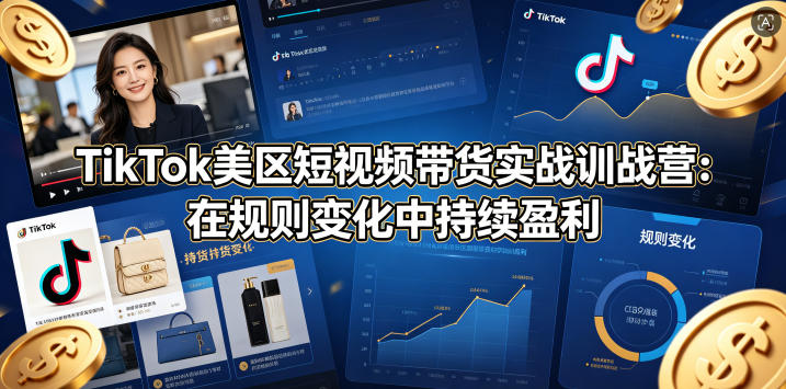 TikTok美区短视频带货实战训战营：在规则变化中持续盈利-huitchan网创