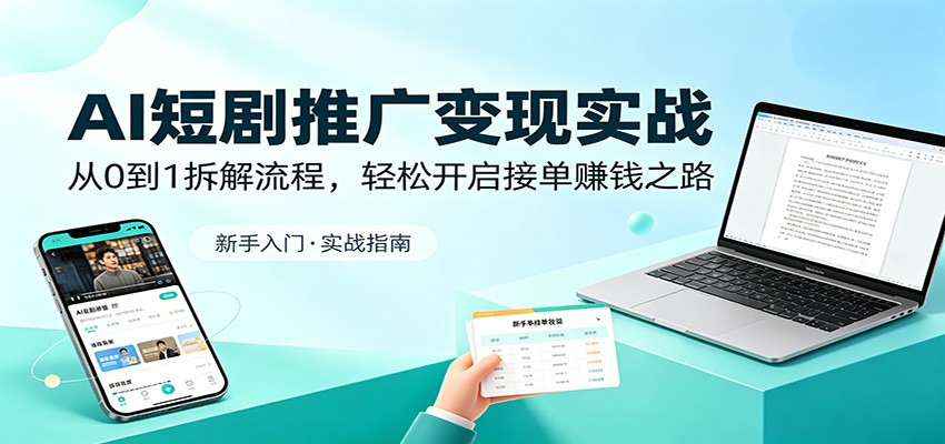 AI短剧推广变现实战：从0到1拆解流程，轻松开启接单赚钱之路-huitchan网创
