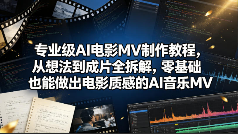 专业级AI电影MV制作教程，从想法到成片全拆解，零基础也能做出电影质感的AI音乐MV-huitchan网创