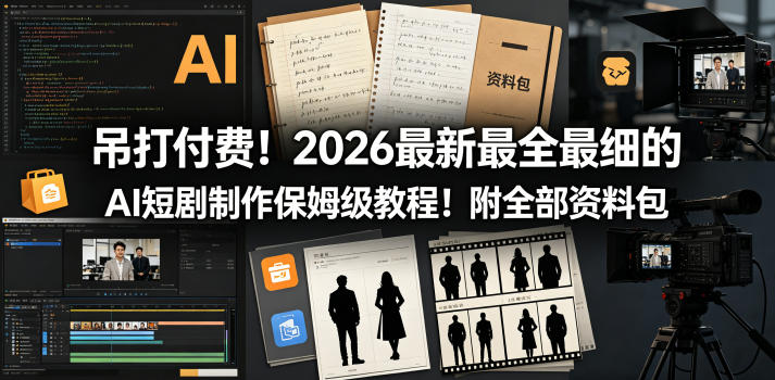 吊打付费！2026最新最全最细的AI短剧制作保姆级教程！附全部资料包-huitchan网创