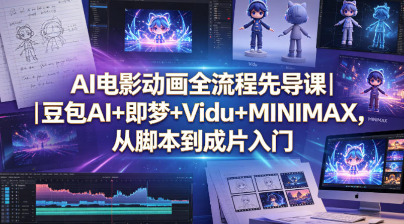 AI电影动画全流程先导课｜豆包AI+即梦+Vidu+MINIMAX，从脚本到成片入门-huitchan网创
