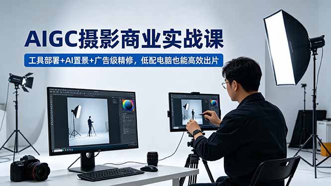 AIGC 摄影商业实战课，工具部署+AI置景+广告级精修，低配电脑也能高效出片-huitchan网创