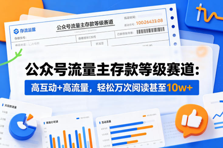公众号流量主之存款等级赛道，高互动+高流量，轻松达到万次阅读，甚至10w+-huitchan网创