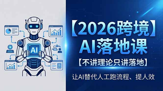 2026跨境AI落地课，不讲理论只讲落地，让AI替代人工跑流程、提人效-huitchan网创