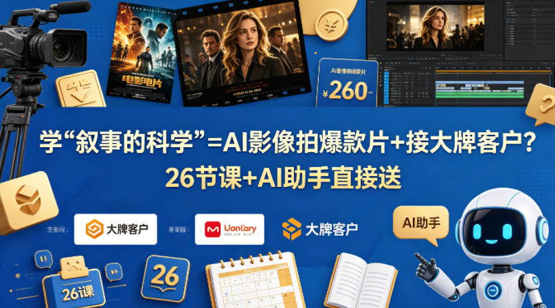 学《叙事的科学》=AI影像拍爆款片+接大牌客户？26节课+AI助手直接送【原创双语字幕】-huitchan网创