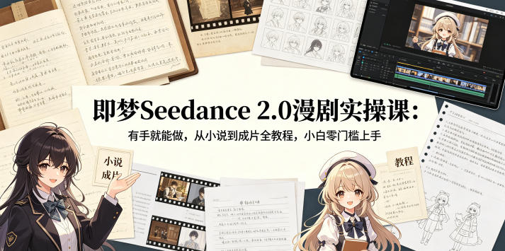 即梦Seedance 2.0漫剧实操课：有手就能做，从小说到成片全教程，小白零门槛上手-huitchan网创