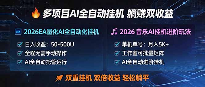 多项目AI自动挂机玩法：双重挂机，双倍收益，轻松躺平-huitchan网创