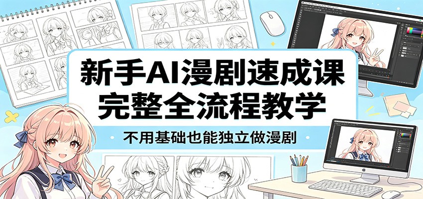 新手AI漫剧速成课：完整全流程教学，不用基础也能独立做漫剧-huitchan网创