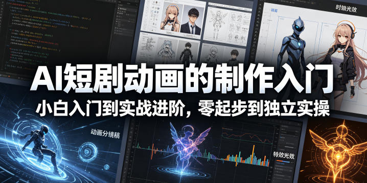 AI短剧动画的制作入门，小白入门到实战进阶，零起步到独立实操-huitchan网创