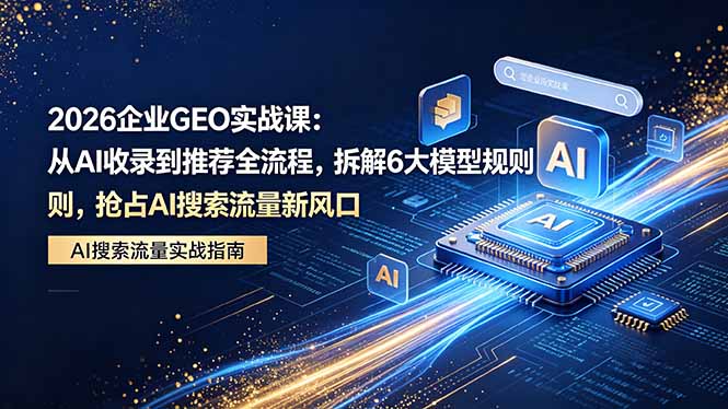 2026 企业GEO实战课：从AI收录到推荐全流程，拆解6大模型规则，抢占 AI 搜索流量新风口-huitchan网创