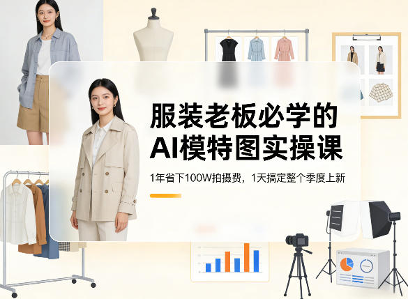 服装老板必学的AI模特图实操课，1年省下100W拍摄费，1天搞定整个季度上新-huitchan网创