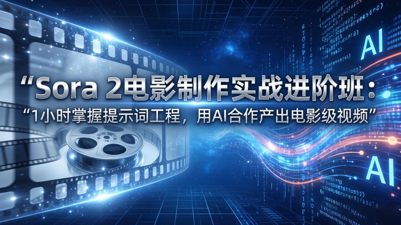 Sora 2电影制作实战进阶班：1小时掌握提示词工程，用AI合作产出电影级视频-huitchan网创