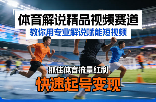 体育解说精品视频赛道，教你用专业解说赋能短视频，抓住体育流量红利，快速起号变现-huitchan网创