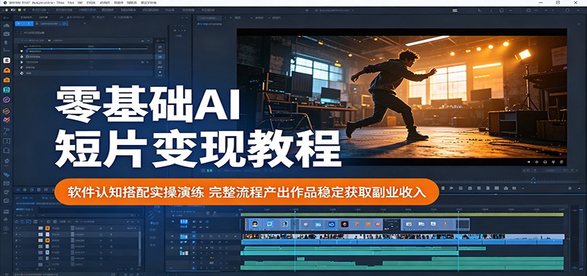 零基础AI短片变现教程：软件认知搭配实操演练，完整流程产出作品稳定获取副业收入-huitchan网创