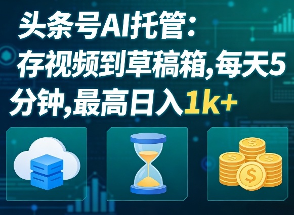 头条号AI托管，我存视频到你草稿箱，每天5分钟，最高日入1k+【揭秘】-huitchan网创