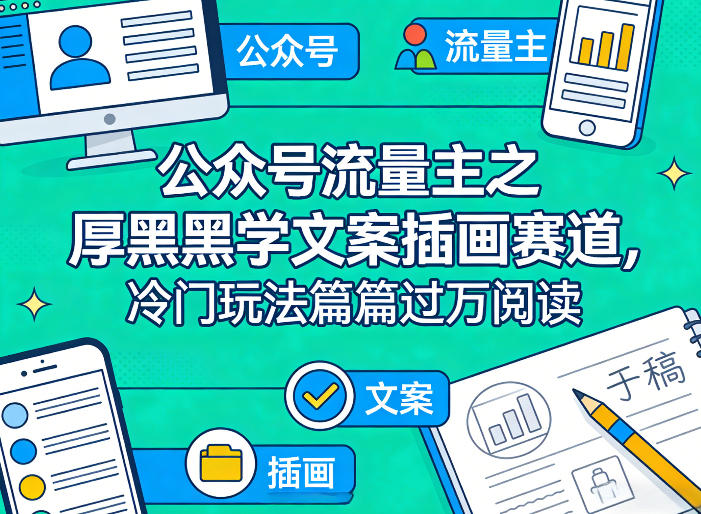 公众号流量主之厚黑学文案插画赛道，冷门玩法篇篇过万阅读-huitchan网创