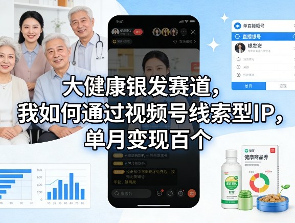 大健康银发赛道，我如何通过视频号线索型IP，单月变现百个-huitchan网创